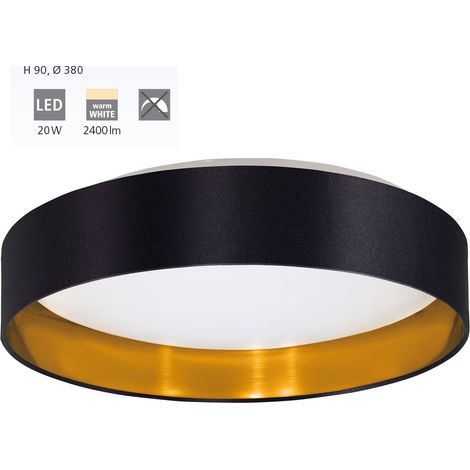 Eglo LED Deckenleuchte Maserlo 2 schwarz-gold Ø 38 cm warmweiß Deckenlampen & Kronleuchter (1/4)