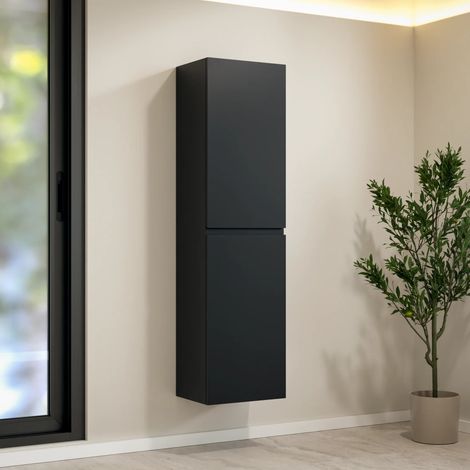 Ruvo Badezimmerschrank – Mattschwarz – 150 cm hohes Aufbewahrungsmöbel mit Soft-Close-Türen – Feuchtigkeitsbeständige Oberfläche und platzsparendes Design (1/5)