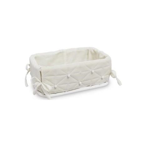 Cestino bamboo bianco fodera bianca, 28x15x10 cm (kit da 3)