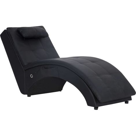 Méridienne chaise longue pour intérieur de massage avec oreiller en PVC noir DEC026139