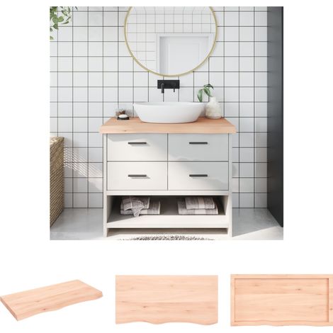 The Living Store Waschtischplatte 100x50x(2-6) cm Massivholz Unbehandelt -  Arbeitsplatten (1/5)