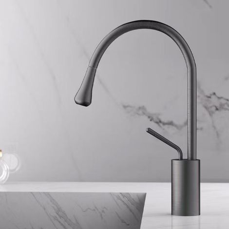 European-style transborder drip tap, swivel countertop bathroom faucet, hot and cold water basin tap for toilet, best-selling item - anthracite grey