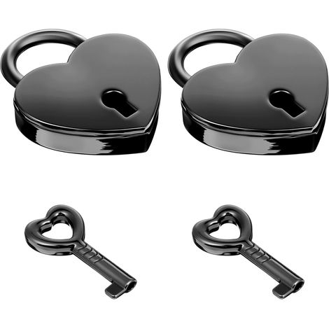 CCYKXA Set mit 2 kleinen herzförmigen Vorhängeschlössern mit Metallschlüsseln für Tagebücher, Halsketten, Bücher, Aufbewahrungsboxen und Schmuckkästchen (1/5)