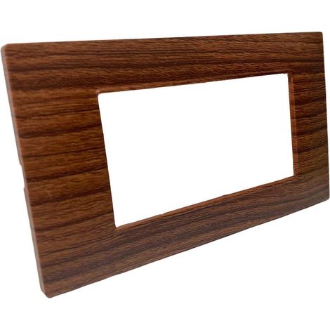 Placchetta per interruttore in metallo a 4 legno scuro cassetta 504 compatibile con vimar plana supporto cover (1/2)