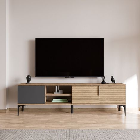 Modern TV-Möbel Tarz 180 cm Anthrazit-Eichenoptik Melamin (1/5)