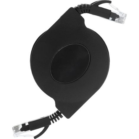 Câble Ethernet Cat6 eurs Rj45 Ultra Plats Rétractable en Cuivre 2 Mètres Noir pour Réseau Local Voyage et Hôtel (1/5)