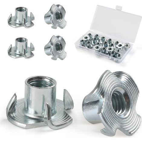 Rnemitery – Écrous à griffes en acier au carbone galvanisé M4, M5, M6, M8, M10 – Fixation solide pour meubles – Lot de 110 pièces