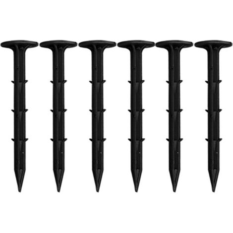 Clou de Fixation Sol pour Jardinage - Lot de 6 pièces en Plastique Robustes, 11cm, Vert/Noir pour Serres, Toiles et Filets (1/5)