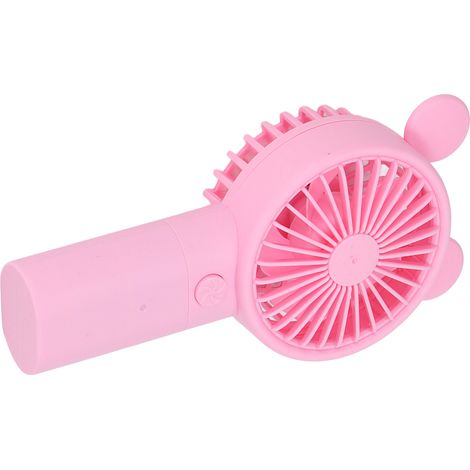 Tragbarer Kunststoffventilator, USB-Akku, Dualantrieb mit eingebautem Lithium-Akku, Mini-Tischventilator in Rosa für den Sommer (1/5)