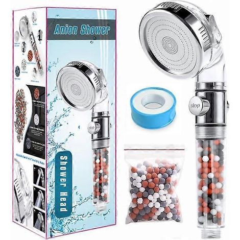 Pommeau de douche MineralStream Ion 2.0 Pommeau de douche haute pression à économie d'eau avec billes filtrantes Pommeau de douche spa pour choyer vos cheveux et votre peau (1/5)