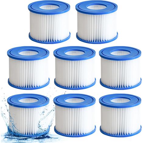 Lot de 8 cartouches filtrantes VI pour piscine Bestway Miami, Palm Springs, Monaco Lay-Z-Spa, Vegas, Flowclear - Remplace VI 90352E 58323E 58323 90427E (1/5)