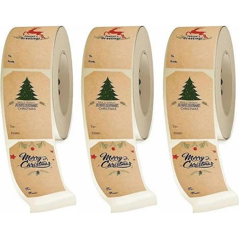 300 étiquettes cadeaux de Noël autocollantes par rouleau, idéales pour la décoration de cadeaux de Noël. (1/5)