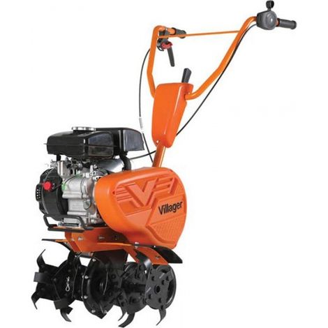 Motobineuse thermique 2,2cv – Moteur 4 temps 79 cm³ – Largeur de travail 20-43 cm – Profondeur jusqu'à 23 cm – Protège-plantes inclus – Villager