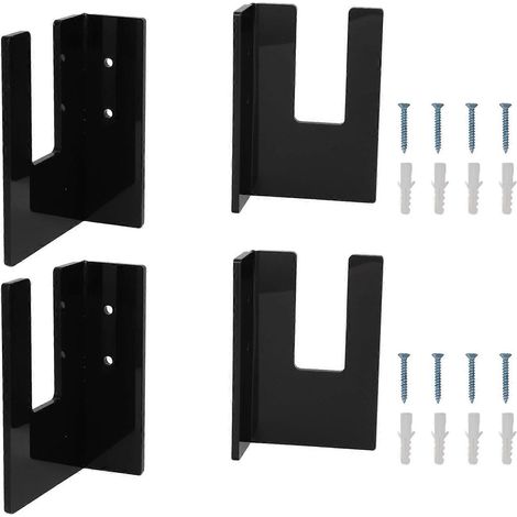 Lot de 4 supports muraux pour skateboards en acrylique noir, à fixer au mur, pour garage, salon ou lit. (1/5)