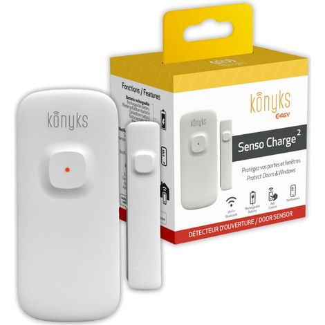 Konyks Senso Charge 2 - Rilevatori di apertura Wi-FI con batteria ricaricabile, autonomia fino a 1 anno, notifiche su smartphone, automazioni facili, compatibile con Alexa e Google Home (1/5)