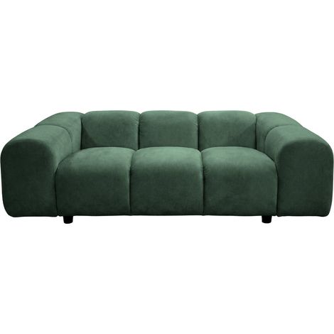 CANDICE - Canapé droit velours lisse 2 places Vert (1/5)