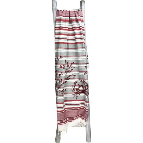 TELO MARE FOUTA GRANCHIO Rosso misura GRANDE con zaino Spiaggia KEEP CALM CM.100X200
