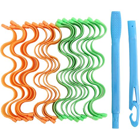 Kit de coiffure boucles spirales DIY, rouleaux à friser en plastique pour cheveux longs extra 25cm/9,8po (18 pièces) (1/5)