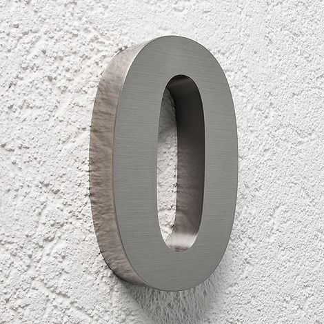 3D Hausnummer 0 Edelstahl V2A unbeleuchtet Arial (1/5)