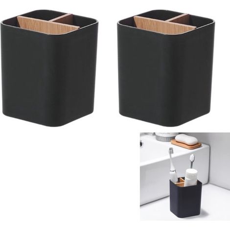 Confezione da 2 porta spazzolini/organizer con scomparti, ripiano portaoggetti per lavandino, organizer da scrivania con scomparti multipli, scatola portaoggetti (1/5)