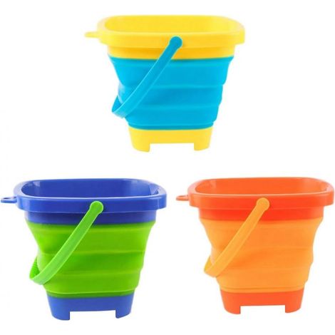 Pièces Séries Seau Pliable Seau Pliable Seau Seaux de Sable Seau Pliable en Silicone pour Enfants Plage Camping 2L (1/5)