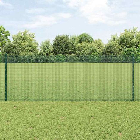 Zaun mit Pfosten Grün 0,8 x 10 m Stahl und PVC