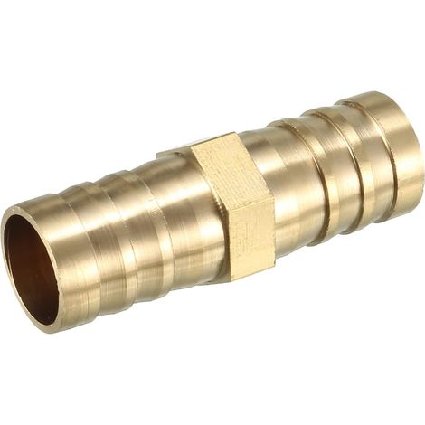 16mm Dia Laiton Droit Raccord cannelé Tuyau Raccord 1pcs Doré Droit Connecteur Coupleur pour Tuyau Connexion (1/4)