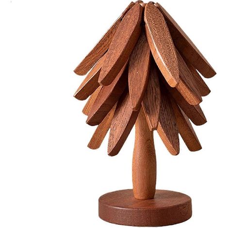 Dessous de plat en bois pour plats chauds, ensemble de dessous de plat en forme d'arbre -- (1/5)