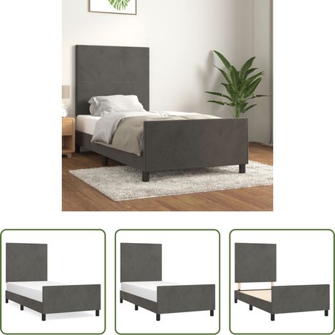 Kopfteil - Bettgestell ohne Matratze Dunkelgrau 80x200 cm Samt (1/5)