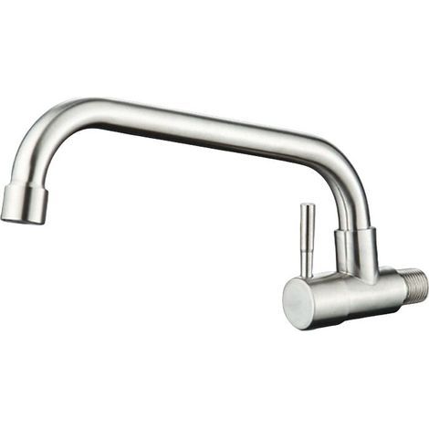 Robinet Mural Eau Froide pour Cuisine. Mitigeur Evier Mural Brossé Anti-empreinte.Mousseur Démontable (1/4)
