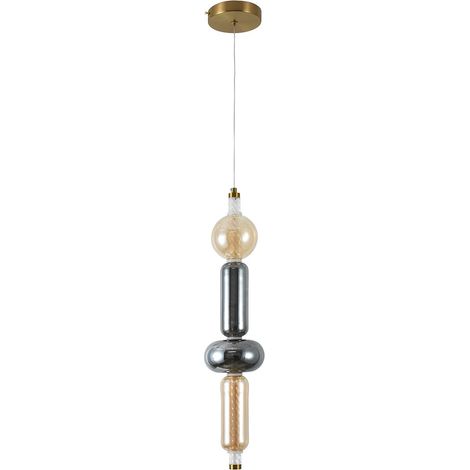 LED Pendelleuchte Hängelampe Esszimmerlampe Rauchoptik Champagner Glas H 160 cm (1/5)