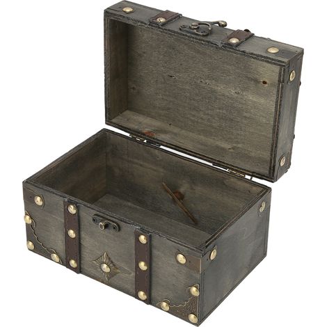 Boîte de Rangement Vintage en Bois pour Bijoux, Coffret Organisateur à Ouverture Flip, Décoration d'Intérieur Gris