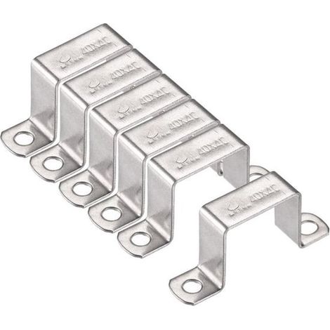 Support de fixation en U (support en acier inoxydable 40 mm x 40 mm, collier de serrage en acier inoxydable), collier de serrage robuste pour la fixation de la tige de support à la tige de fermeture d (1/5)