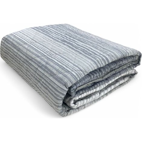 Trapuntino Leggero Kot Stripe Grigio - Quilt Primaverile Estivo - Cotone 100% - Anallergico - Made in Italy Cm. 220x270 (1/5)