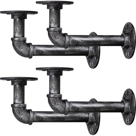 4 pièces de supports d'étagère robustes pour étagères, support de tuyau industriel 15 cm, support d'étagère murale en fer vintage, support d'étagère en tuyau rustique vintage pour la maison (1/5)