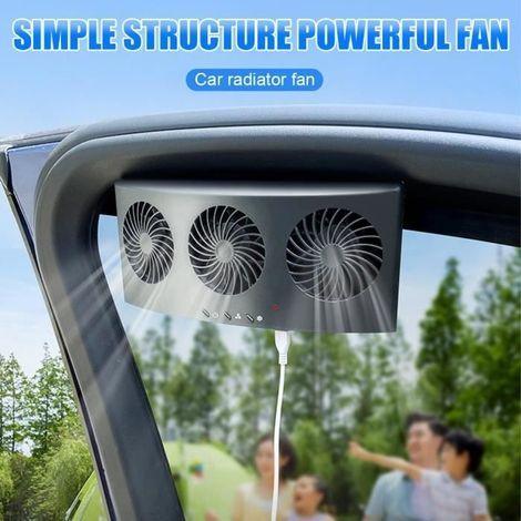 (Schwarzer) Autolüfter – MOOHOP – 3 Ventilatorköpfe – 2 Geschwindigkeitsstufen – USB – Einfache Installation (1/4)