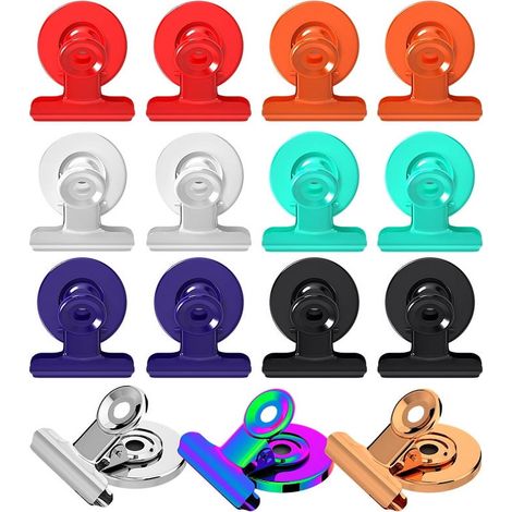 Clips Magnetiques - Acier Inoxydable - 31 mm - Pour Frigo Tableau Blanc Cuisine Bureau - Lot de 15 (1/5)