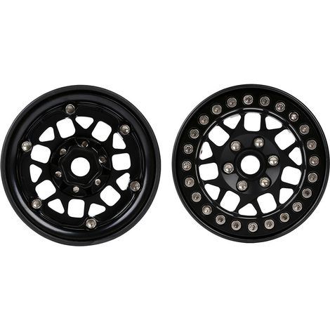 Jante de roue en alliage d'aluminium Beadlock 2,2 pouces moyeu de jantes 4 pièces de remplacement pour TRAX4 SCX10 90046 AXI03007 RedCat Gen8 1/10 voiture télécommandée (1/5)