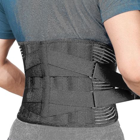 Ceinture lombaire de soutien pour soulager les douleurs du bas du dos avec 6 baleines, ceinture de soutien lombaire respirante pour hommes/femmes pour le travail, ceinture de soutien lombaire antidéra (1/5)