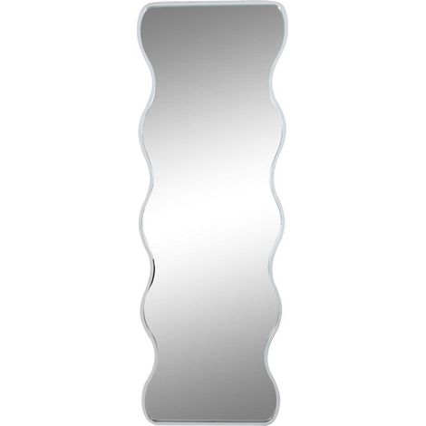 Miroir mural blanc design contemporain forme ondulée élégante - blanc finition métal argenté (1/4)