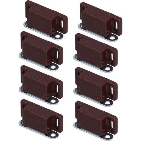 Set mit 8 magnetischen Türverschlüssen aus Edelstahl, Türdämpfer für Schränke und Regale, Braun (1/5)