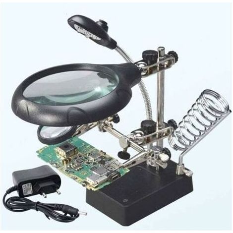 Station de soudage avec loupe 5 LEDs support avec pince pour rparation et modlisation couleurs multiples (1/4)