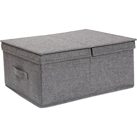 Contenitori pieghevoli per vestiti, contenitori con coperchio per organizzare l'armadio (grigio) (1/4)