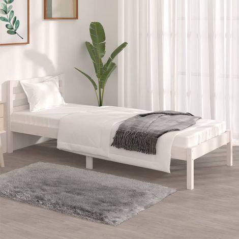 Bed Frame without Mattress 75x190cm White Small Single vidaXL (1/5)