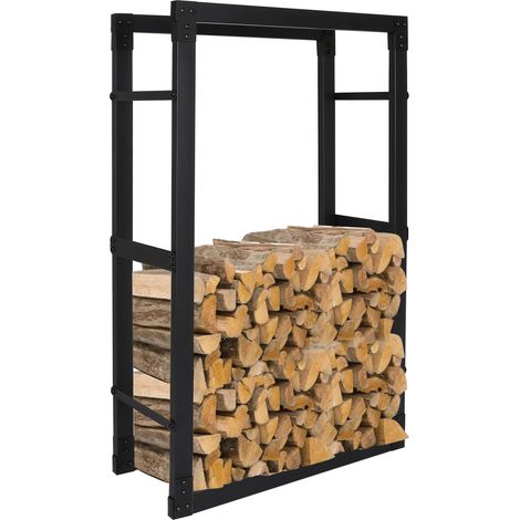 Jiubiaz Range bûches intérieur/Extérieur en métal noir pour le bois de chauffage rétractable Extensible L 40/53/65CM (1/5)