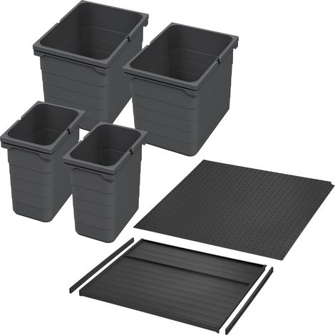 Ninka Abfalltrennsystem eins2vier KB 600 mm (2 x 7L / 2 x 15L) dunkelgrau für Seitenstärke 16 mm (1/5)