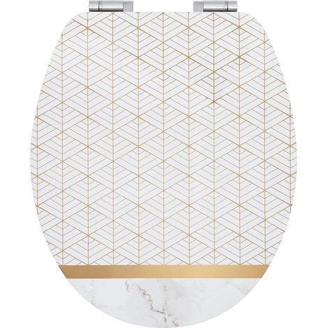Wirquin 20723081 - Sedile WC Diplomat 100% fsc, top fix, smontabile e chiusura rallentata, marmo (1/5)
