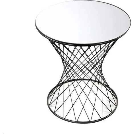 Table ronde en métal avec plateau miroir Ø38x45 cm