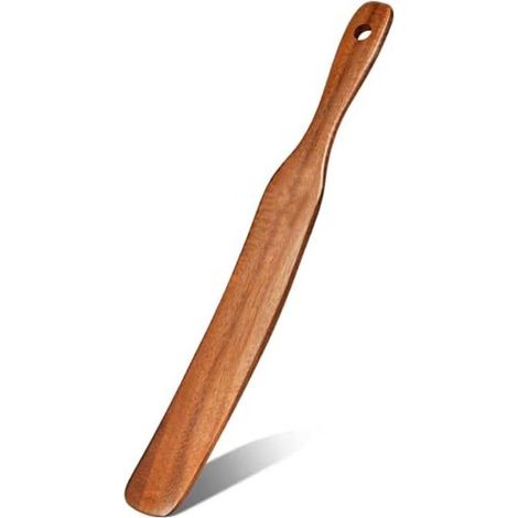 Spatule en bois d'acacia, manche de 28 x 3 cm grattoir couleur café (1/5)