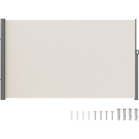 Auvent Latéral Rétractable 160x300 cm Paravent Extérieur Imperméable Brise-Vue Tissu en Polyester 180 g/m² Pare-vent Écran de Séparation Résistant aux UV 30+ pour Jardin, Balcon, Terrasse, Beige (1/5)